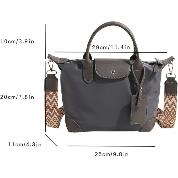 Chic Lightweight Purse with Leather Top-handle Gray - Picture 2 of 6